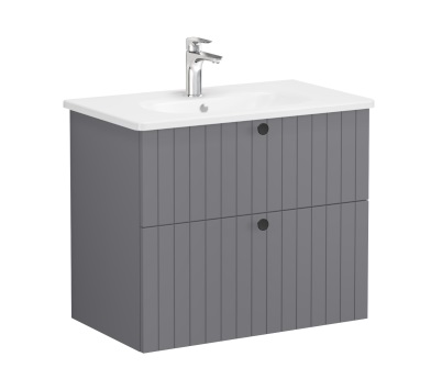 Модуль Root Groove 80 см с круглой раковиной, 2 ящика, матовый Серый 69438