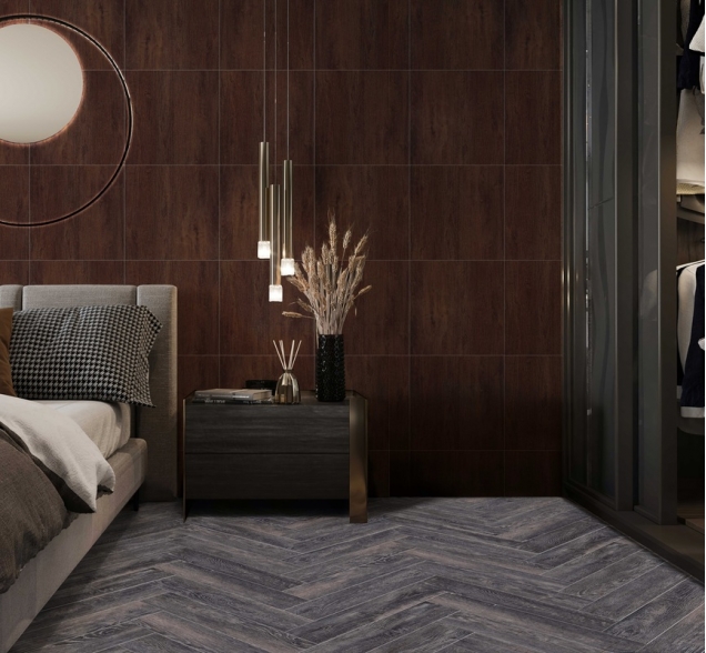 Виниловый ламинат SPC "Cronafloor" Herringbone Дуб Бордо (640*128*4,5 мм) — купить в Калуге