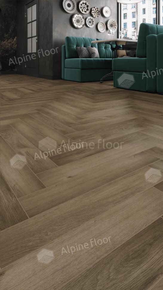 Ламинат "Alpine Floor" Herringbone 12 PRO Дуб Анжу (606*101*12 мм) — купить в Калуге