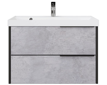 Тумба Fostero 60 подвесная, цемент светлый + раковина Classica 60 белая Fst.07.60/P/CS/RW/RL